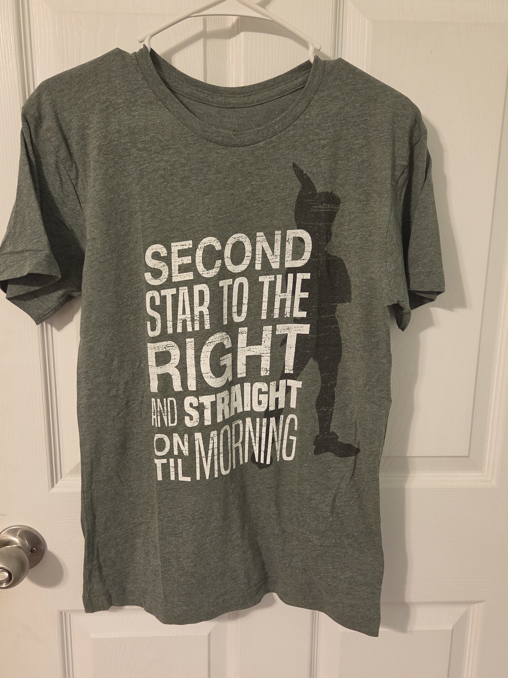 Disney Heather Green Peter Pan Quote Short Sleeve Tee